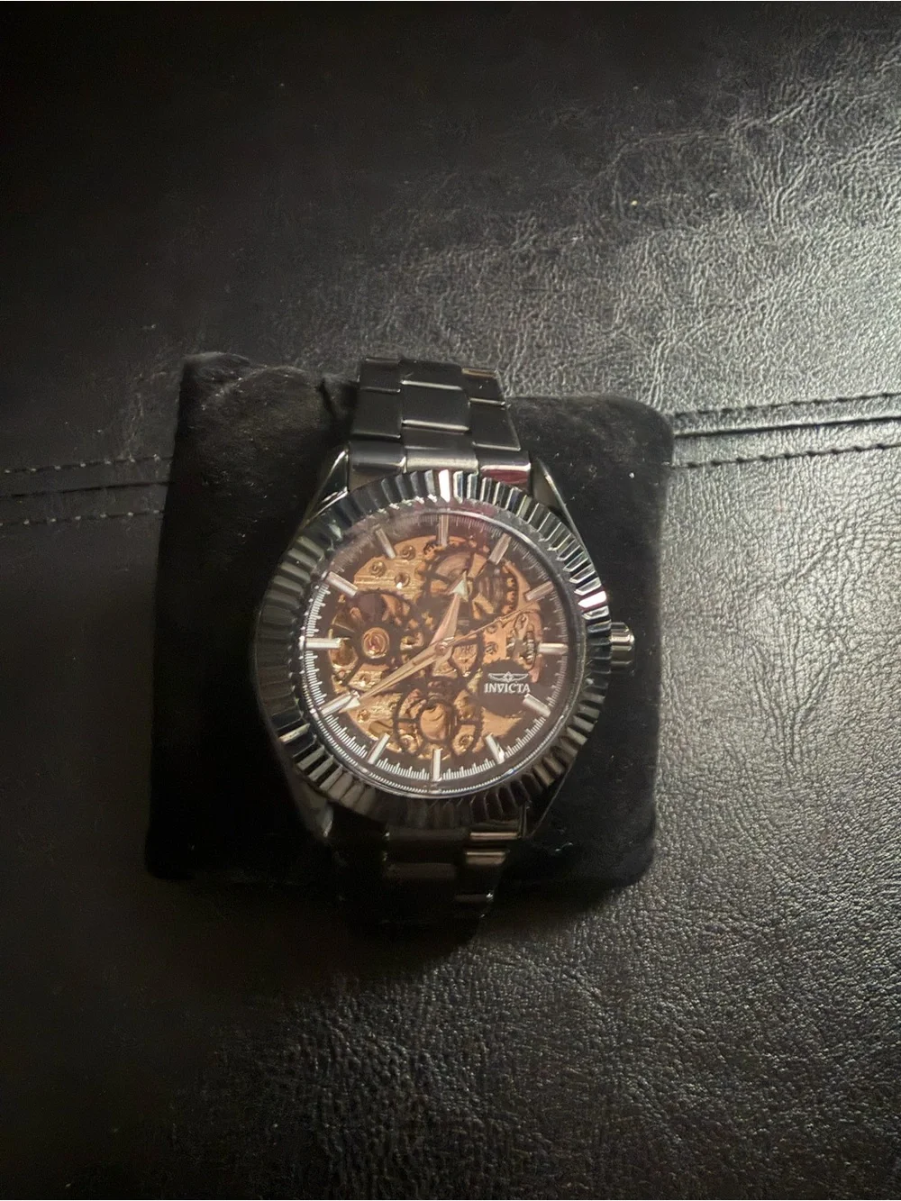 Invicta Black and Silver Men's Skeleton Wristwatch